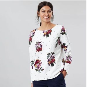 Joules Harbour Print Cream peony Spot Floral Jersey Top NWT